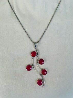 Sterling Silver Necklace with Mozambique Garnets Modern Handmade Design